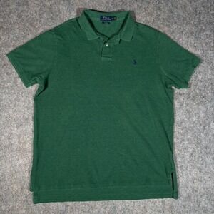 Polo Ralph Lauren Polo Shirt Mens XXL Green Pique Custom Fit 100% Cotton Golf
